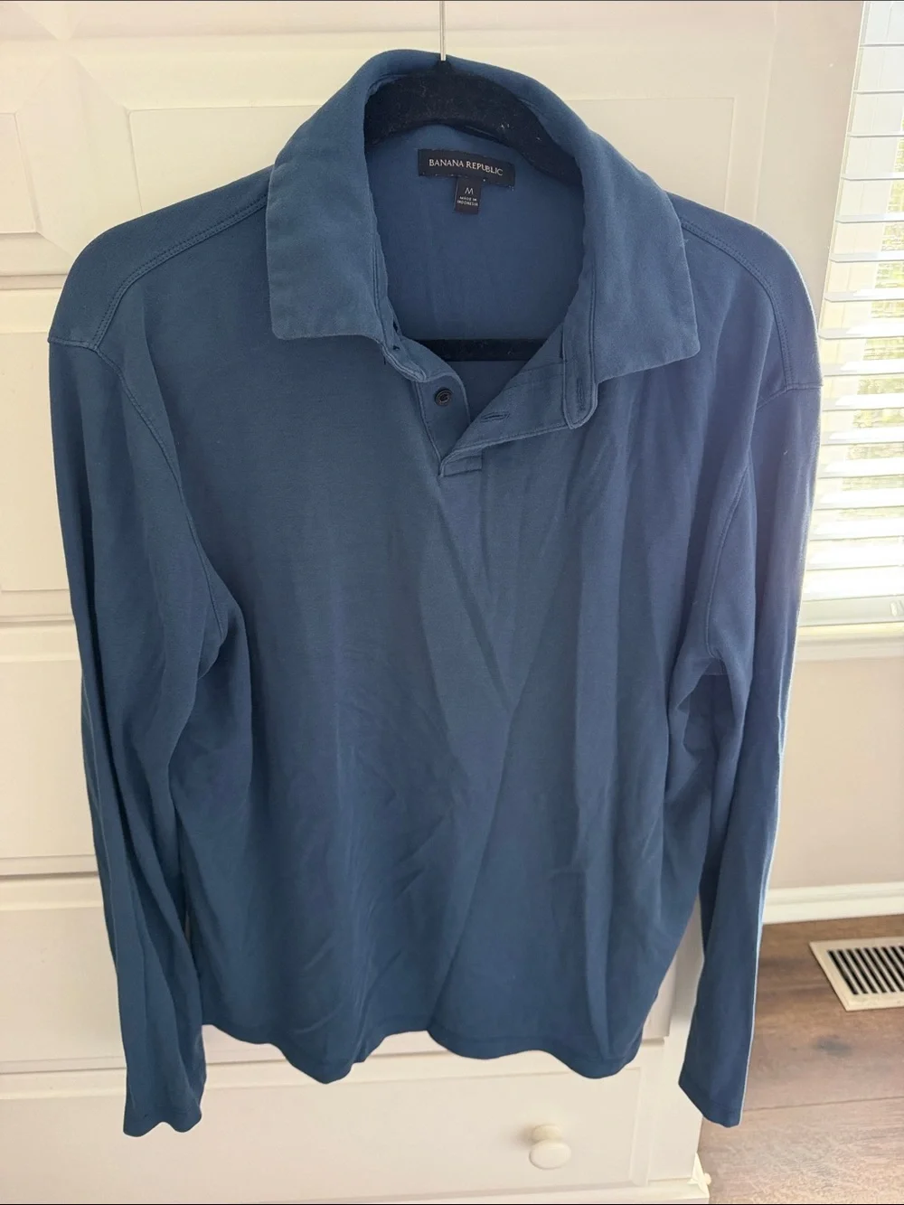 Banana Republic Men's Long-Sleeve Polo in Deep Blue